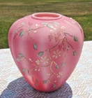 GORGEOUS VINTAGE Fenton ROSALENE SATIN VASE.. “TWINING FLORAL"  LIMITED ED.