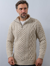 NWT Aran Men  s Wool Cashmere Aran Troyer Sweater, Choose Color  Size