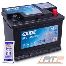 EXIDE AUTOBATTERIE 12V 60Ah STARTERBATTERIE 640A EL600 EFB START STOPP+POL FETT