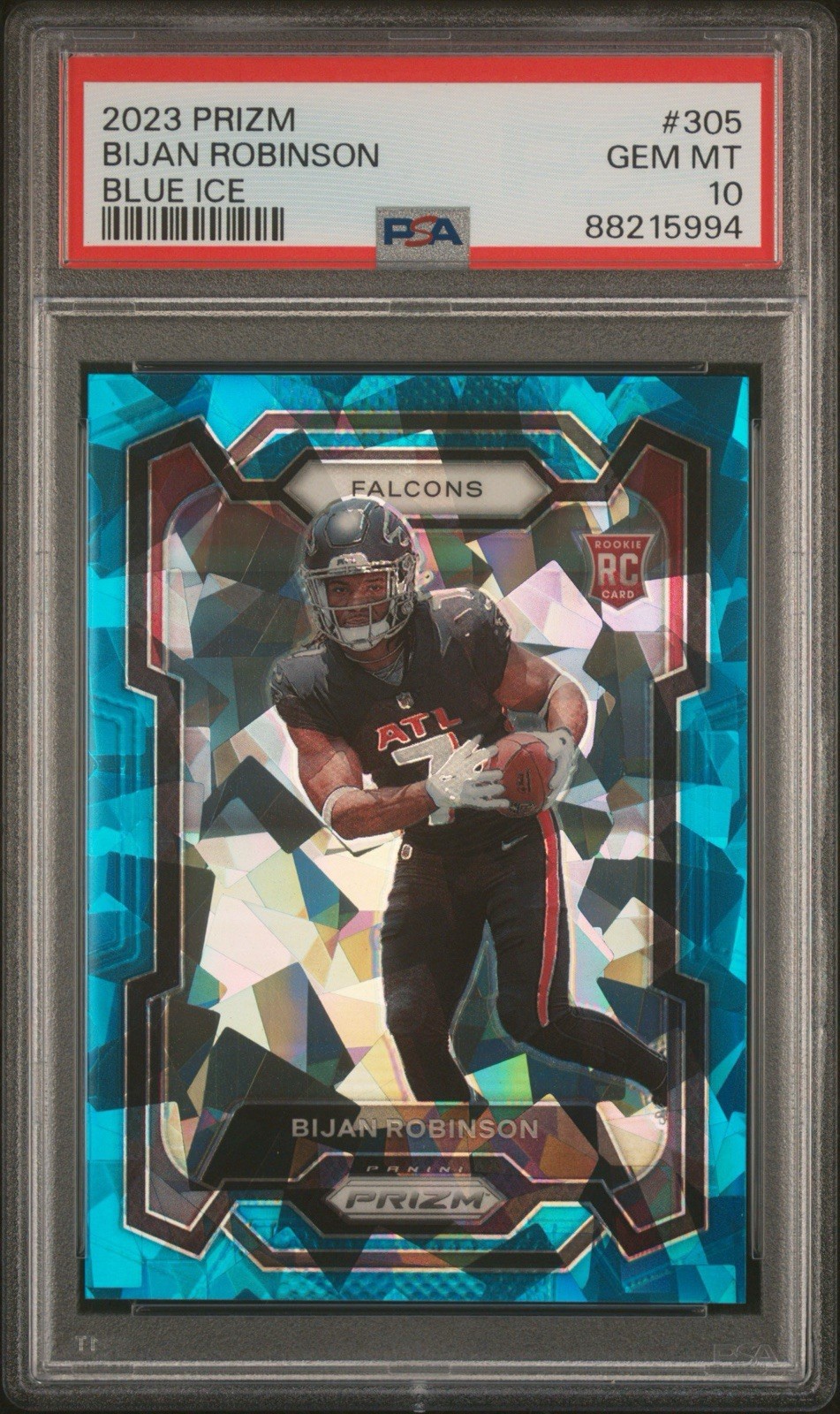 Bijan Robinson 2023 Prizm #305 Blue Ice Prizm #/99 PSA 10 Gem Falcons