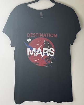 Destination Mars T Shirt Astronaut Buzz Aldrin Book Outer Space Travel XXL Black
