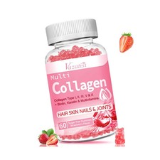 Collagen Gummies for Women Men, Sugar Free Protein Biotin Collagen 60 Count