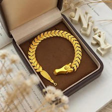 Lucky Horse 22K 23K 24K THAI BAHT YELLOW GOLD GP  Bracelet  Jewelry 7.2”