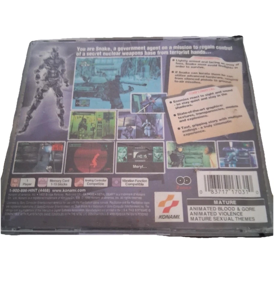 Metal Gear Solid (Sony PlayStation 1, 1999) Complete And Original - Image 2 of 4