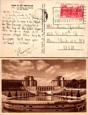 Paris Luxembourg Palace Postcard with Same Day Handwritten Note