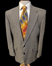 Stafford Sz 42R Silk Wool Gray Black Glen Plaid Blazer Sport Suit Jacket
