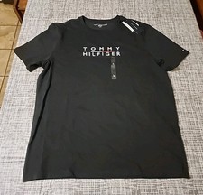 NWT Men's Black Tommy Hilfiger Embroidered Logo T-Shirt Large