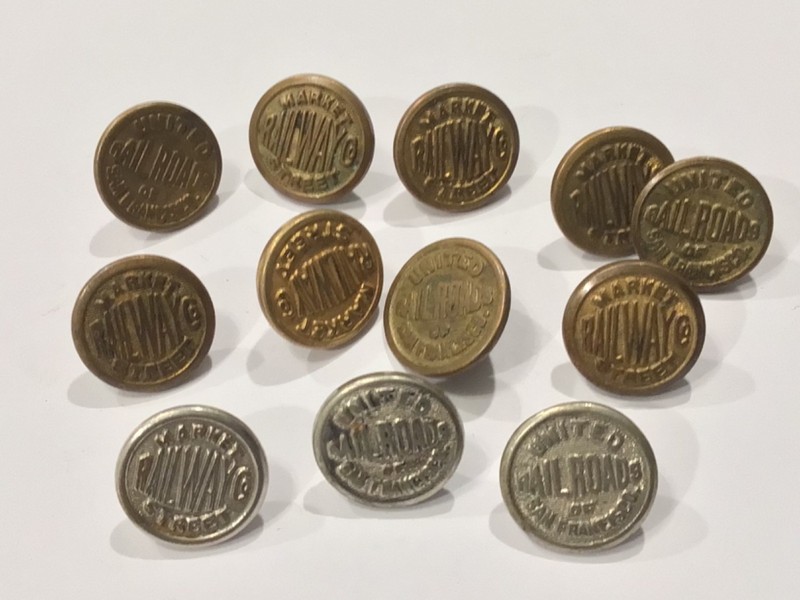 Vintage United Railroads of San Francisco Uniform Buttons Lot of 12