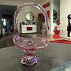 VTG Fenton Dusty Pink Glass Basket with applied  handle