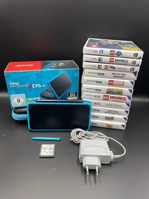 New Nintendo 2DS XL Handheldkonsole  - Schwarz Türkis  - OVP mit 12 Spiele Paket