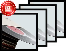4 Pack 12.5x12.5 Black Vinyl Record Frames for 12" LP Album Covers Wall Decor