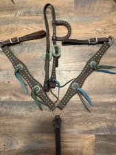Martin Saddlery western horse Tack Set Breast Collar Headstall chocolate leather