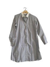 Vestido camisero clérigo a rayas de algodón MUJI - talla L, azul, blanco