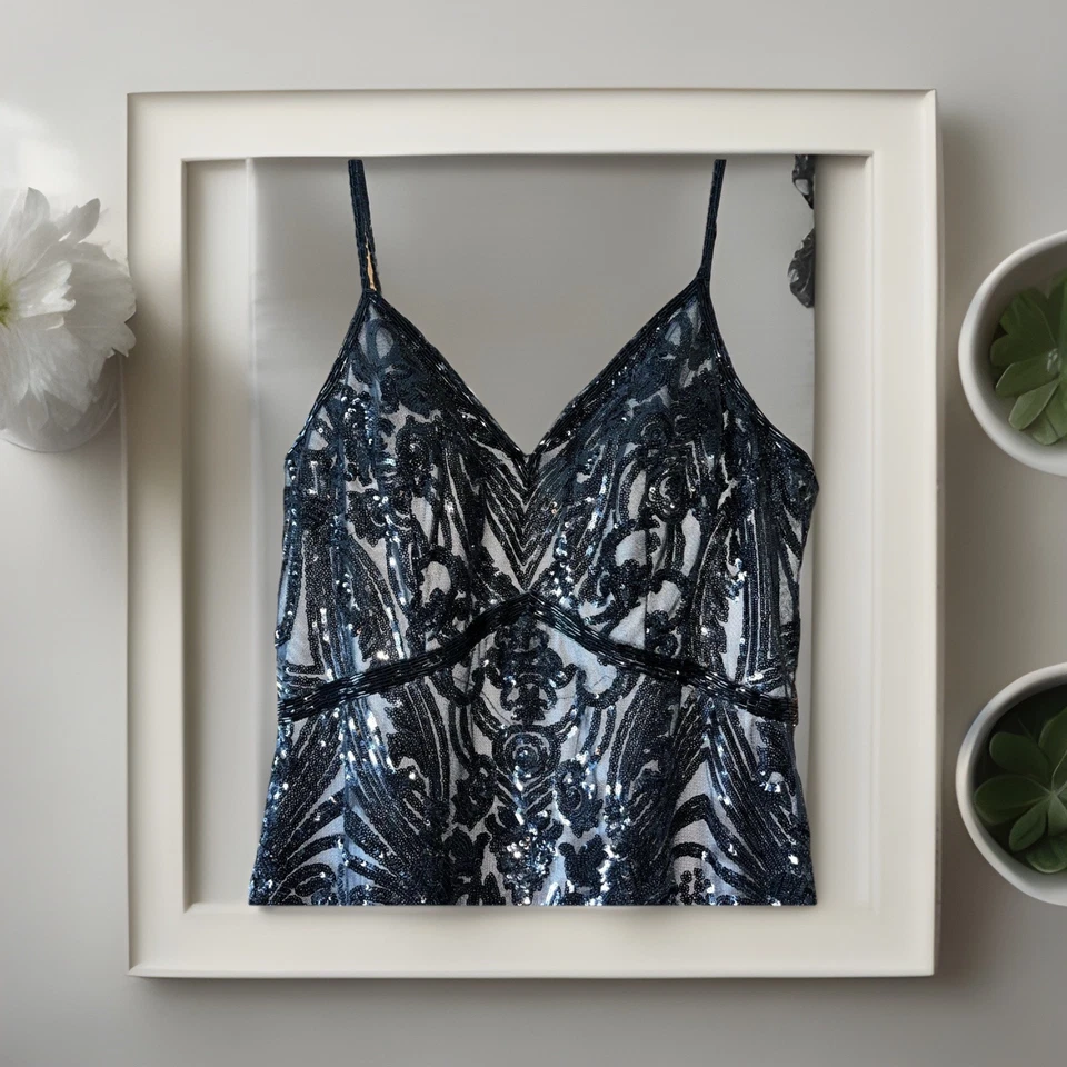 Vestido formal longo Aspeed feminino XL preto alça de espaguete frisado original. US$ 284 - Imagem 4 de 4