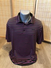 Under Armour Golf SS Men's Polo Shirt Loose with Blue Stripes Blue and Pink L