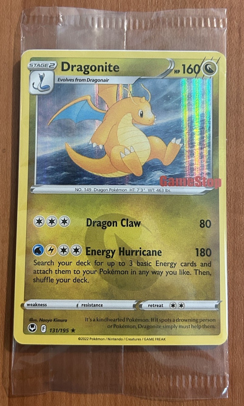 Pokemon Dragonite Promo Card GameStop Exclusive, Sealed, Holo, 131/195