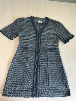 Oni Studio Dress Women Small Blue White Tweed Business Career Interview