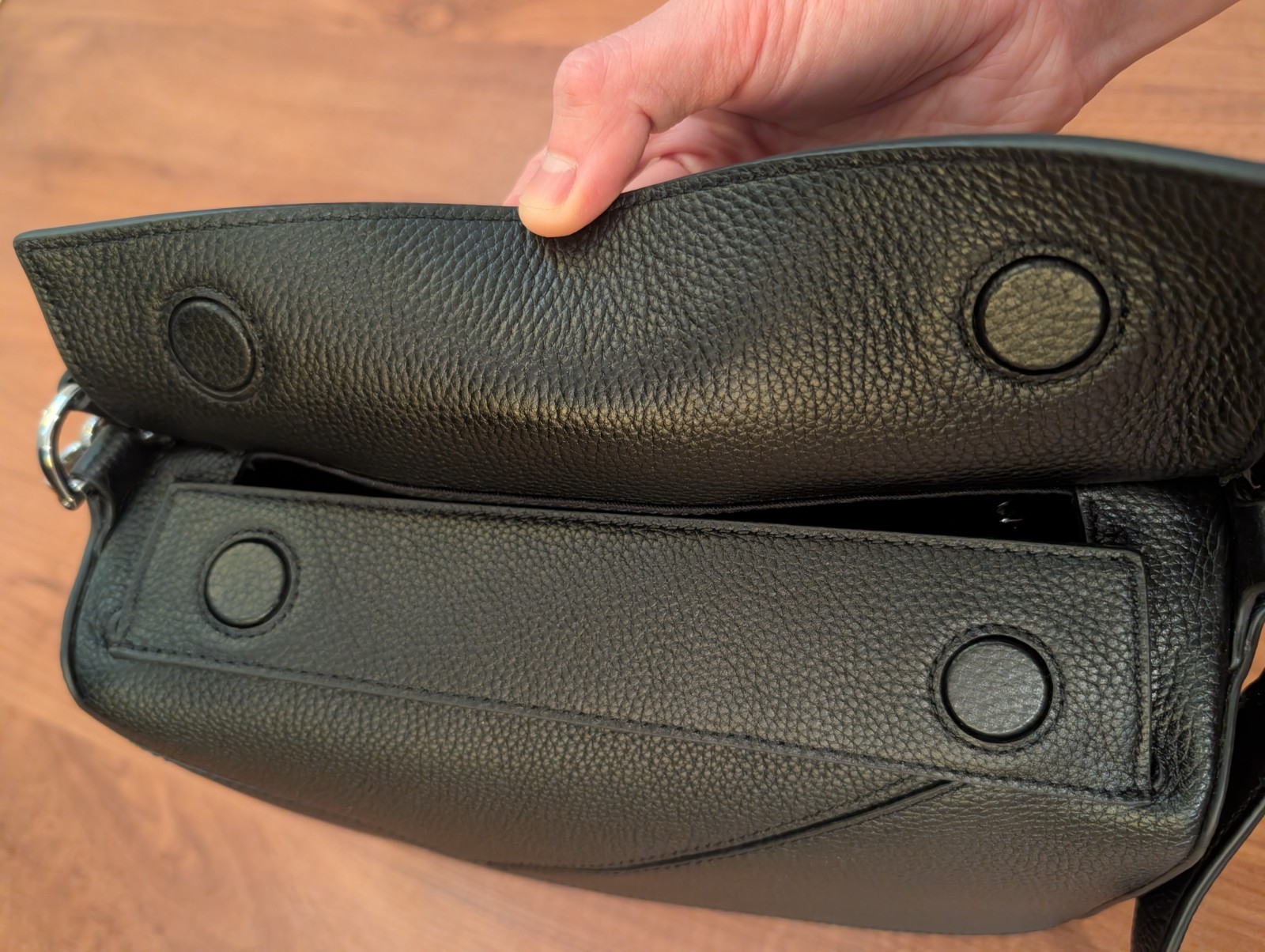 Quince handbag black leather patchwork crossbody … - image 6