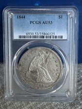 1844 Seated Liberty Dollar ~ PCGS AU53! Rare Type Coin ~ Only 20,000 Minted!