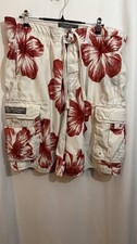 Y2K Abercrombie And Fitch Size L Men  s Cargo Swim Trunks Shorts White With Red