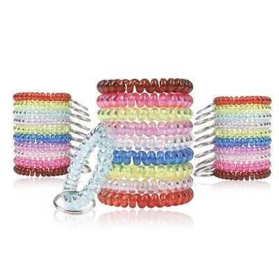 Pack of 30 Colorful Flexible Spiral Wrist Coil Keychain Stretchable Coil Spri...