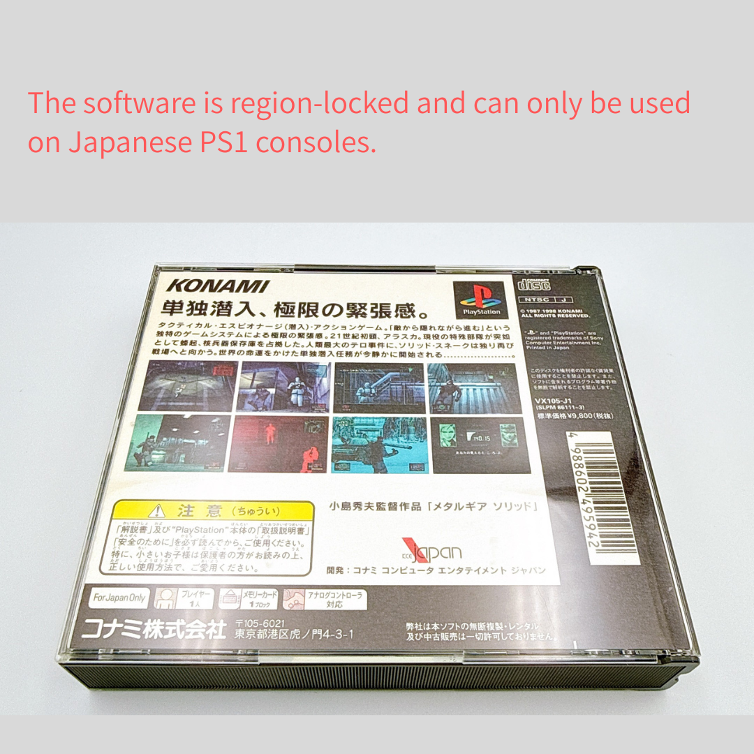METAL GEAR SOLID Premium Package Limited Box for Japan PS1