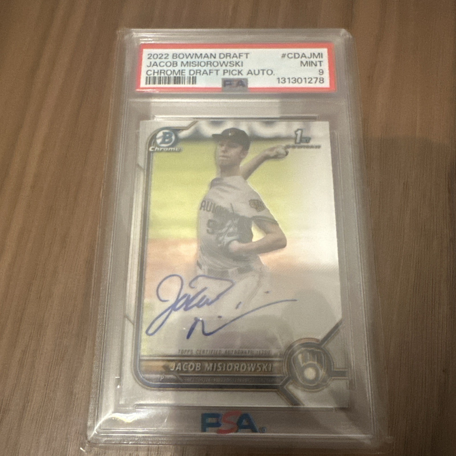 2022 Bowman Draft Chrome Jacob Misiorowski #CDA-JMI Auto PSA 9 view 2