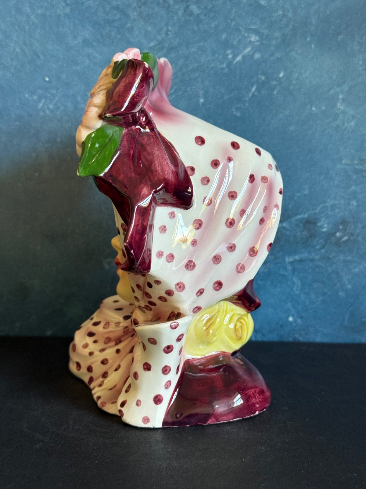 VINTAGE LADY HEAD VASE BLONDE LIPPER & MANN SOUTHERN BELLE PURPLE 6”