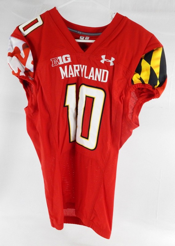 2021 Maryland Terrapins Zach Jackson #10 Game Used Red Jersey Football 44 462
