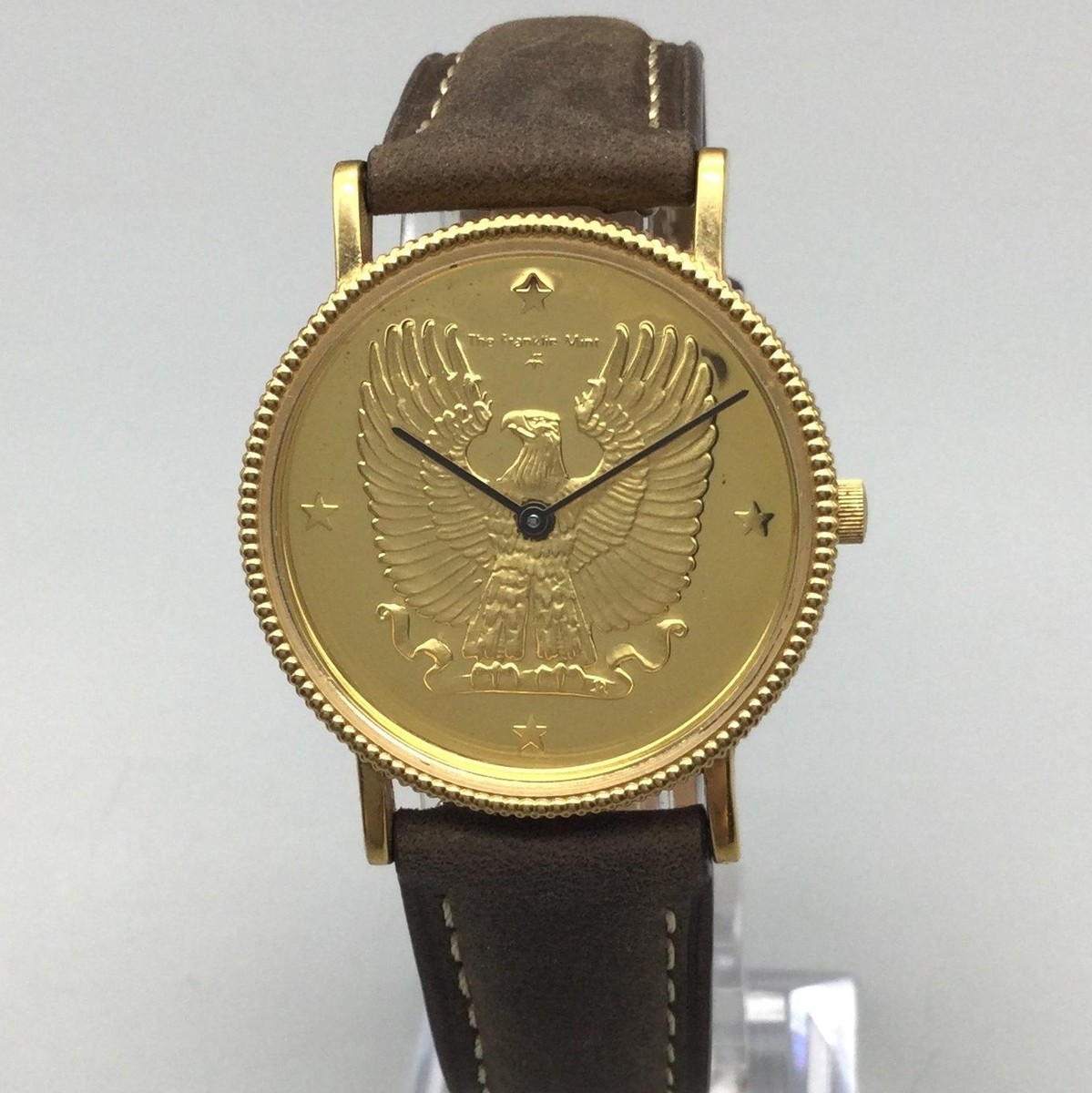 Vintage Franklin Mint Eagle Watch Mens Watch 33mm Gold Tone 1988