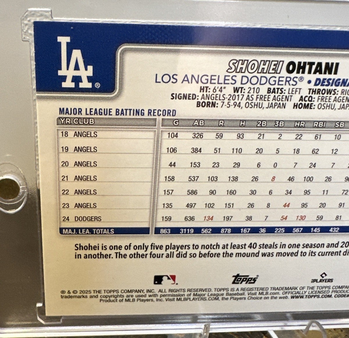 Shohei Ohtani 2025 Topps Series 1 GREEN FOIL PARALLEL #'D