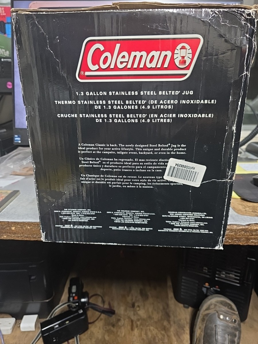 その他 Coleman STEELBELTED JUG Vintage COLEMAN STEEL BELTED 1 Picnic Jug Cooler Silver & White W
