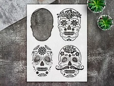Sugar Skull Dia de Muertos Home Decor Reusable Stencil - StencilAir