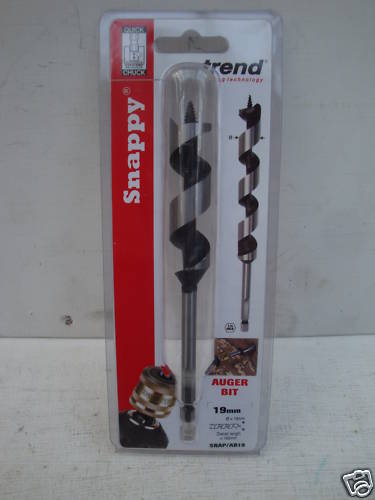TREND 19MM X 155MM WOOD AUGER DRILL BIT  1/4"" HEX  SNAP/AB/19