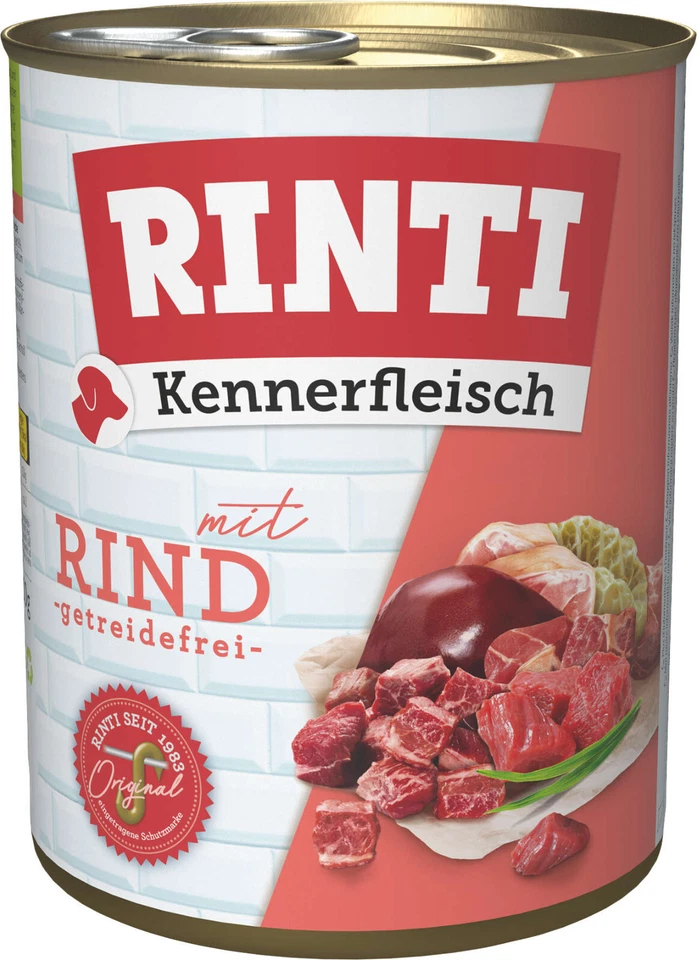 Rinti Kennerfleisch mit Rind Hunde Nassfutter getreidefrei: 12 x 800 g