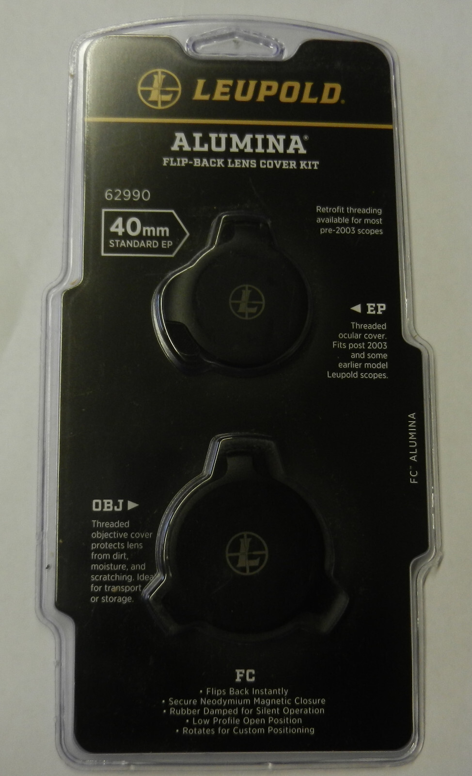 Leupold 40mm Alumina Flip Back Lens Cover Kit SILVER; 40mm; Standard EP