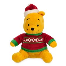 DISNEY STORE WINNIE THE POOH HOLIDAY PLUSH 7" MINI BEAN BAG PLUSH NWT SOFT CUTE