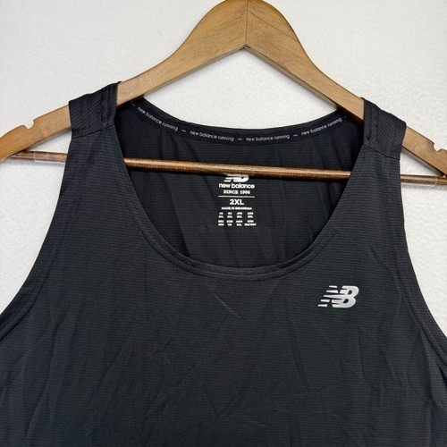 Camiseta sin mangas New Balance para hombre 2XL negra singleta correr seco gimnasio ligero