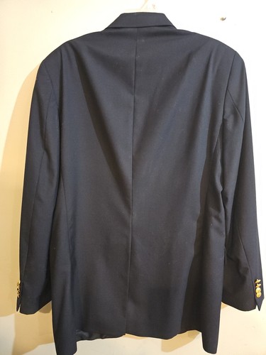 98 Lauren Ralph Lauren 100% Wool Laine Navy Sportcoat With Gold Buttons Mens 40L - Picture 5 of 14