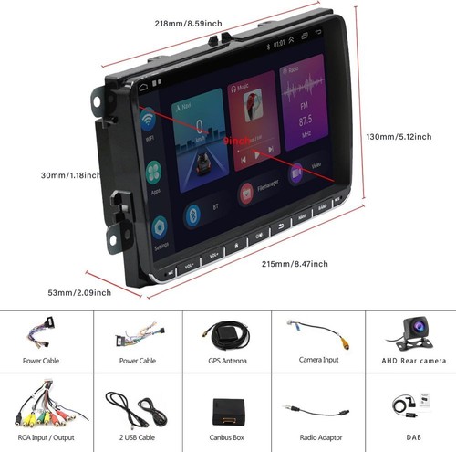 DAB+ Android 13 Apple Carplay Autoradio GPS for VW Golf 5 6 Touran GPS Kam 2*USB - Bild 7 von 7