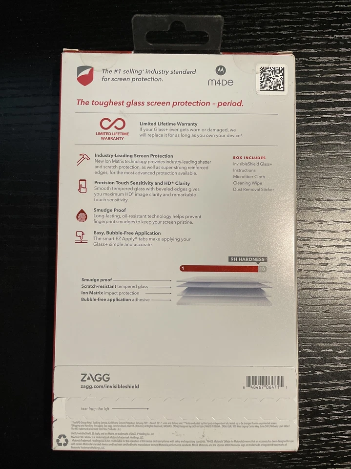 Original Zagg Invisible Shield Glass Screen For Moto Z2 Force Edition (NEW) - Image 2 of 2