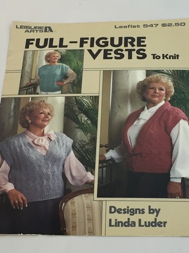 Vtg 80s Leisure Arts Knit Full Figure Fashion Leaflet 547 Linda Luder Sleeveless - Picture 2 of 8