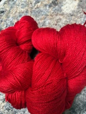 2 skeins of scarlet merino and silk yarn about 660 yds each