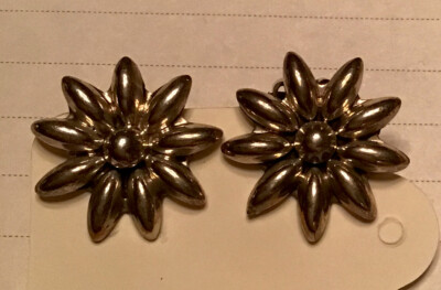 アクセサリー Vintage Mexican Jewelry sunflower taxco Taxco Mexico Vintage Sterling Silver 925 Sunflower Clip - On