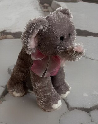 Elephant Plush Pink On Ears And Nose With White On Feet Pink