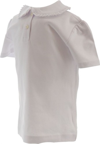 Lands' End Little Girl's Short Slv Ruffle Collar Knit Top White M NWOT (378) - Picture 2 of 8