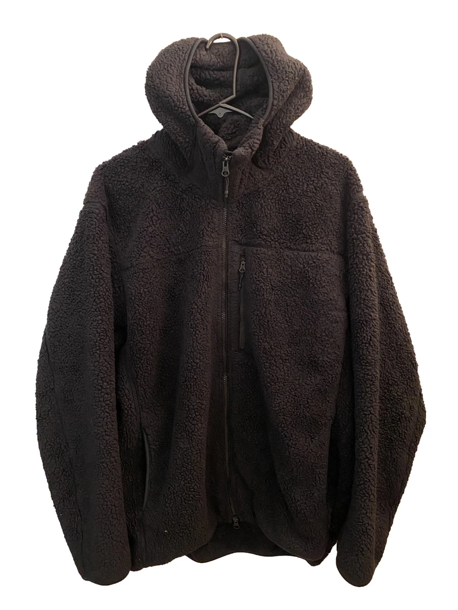 Uniqlo Windproof Fluffy Yarn Zip Hoodie Sherpa Teddy Black Size XL EUC