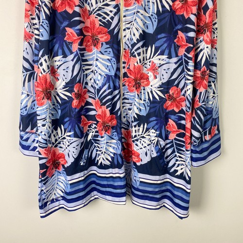 Catherines Jacket Womens 3X Full Zip Floral Tropical Stretch - Picture 3 of 10