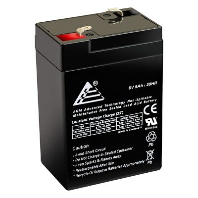 ExpertBattery 6V 5Ah 6 Volt 5 Amp/Hr Rechargeable Sealed Lead Acid Battery