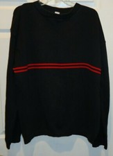 Men's Black Solid 100 Cotton Long Sleeve Crew Neck Pullover Sweater Size L/ XL